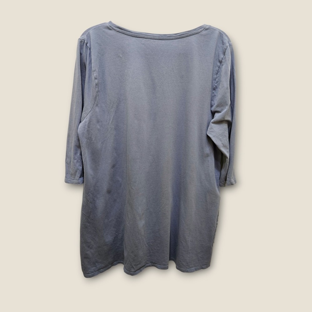 Pure Jill Women's L Knit Tunic Top Gray Blue 3/4 Sleeve Two Pocket Cotton Casual - Picture 2 of 8